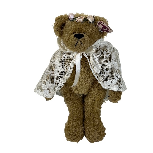 Ty 2000 Bridal Teddy Bear Plush with Lace Cape & Flower Crown Collectible - Picture 1 of 8